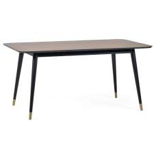 Farica Rectangular Wooden Dining Table In Walnut And Black - UK