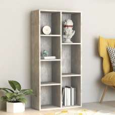 Feivel Wooden Bookcase With 7 Shelves In Concrete Effect - UK