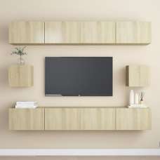 Feleti Wall Hung Wooden Entertainment Unit In Sonoma Oak - UK