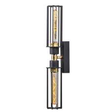 Fellini Metal Double Wall Light in Black and Gold - UK