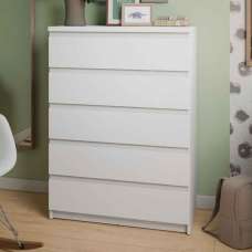 Felton Wooden Chest Of 5 Drawers In Alpine White - UK