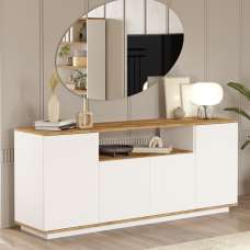 Felyn Wooden Sideboard with 4 Doors in Atlantic Pine and White - UK