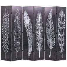 Femi Feathers 228cm x 170cm Room Divider In Black And White - UK
