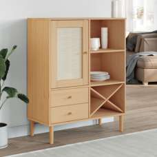Fenland Wooden Highboard With 1 Door And 2 Drawers In Brown - UK