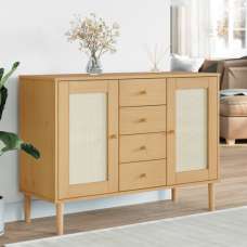 Fenland Wooden Sideboard With 2 Doors 4 Drawers In Brown - UK
