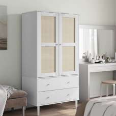 Fenland Wooden Wardrobe With 2 Door 2 Drawer In White - UK