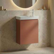 Ferla 400mm Wooden Wall Mounted Vanity Unit & Basin with 1 Door in Matte Cinnamon - UK
