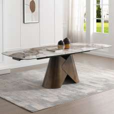 Ferndale Ceramic Marble Extending Dining Table In Matt White - UK