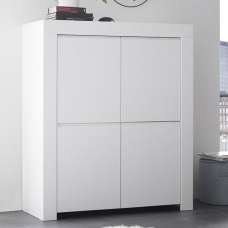 Ferndale Wooden Highboard With 4 Doors In Matt White - UK