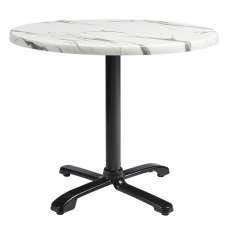 Fernie 60cm Wooden Flip Round Bistro Table In Carrara Marble Effect - UK