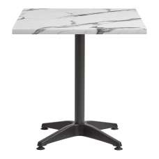 Fernie 70cm Carrara Marble Effect Bistro Table With Black Base - UK