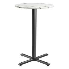 Fernie 90cm Wooden Round Bar Table In Carrara Marble Effect - UK