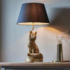 Ferrara Black Fabric Shade Table Lamp In Vintage Gold - UK