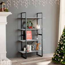 Feryal Wooden 4-Tier Bookshelf In Concrete Effect - UK