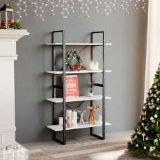 Feryal Wooden 4-Tier Bookshelf In White - UK
