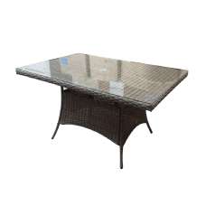 Fetsa Glass Top Garden Rectangular Dining Table In Grey - UK
