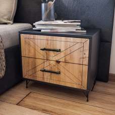 Feyro Wooden Bedside Cabinet With 2 Drawers In Anthracite And Oak - UK