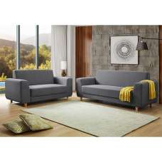 Felda Fabric 2 + 3 Seater Sofa Set In Dark Grey - UK