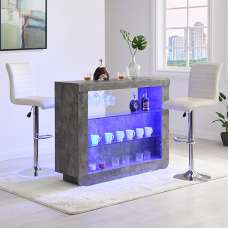 Fiesta Concrete Effect Bar Table With 2 Ripple White Stools - UK