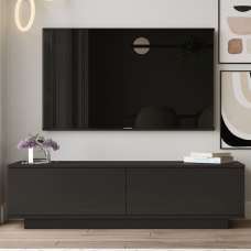 Filaroa Wooden TV Stand with 2 Flap Doors in Black - UK
