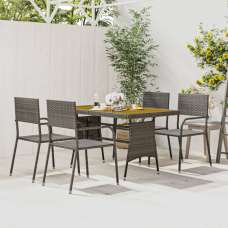 Filey Poly Rattan 5 Piece Outdoor Dining Set In Grey - UK