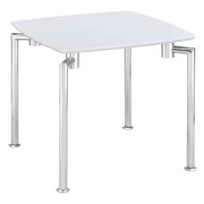 Filia Wooden Lamp Table With Chrome Legs In White - UK
