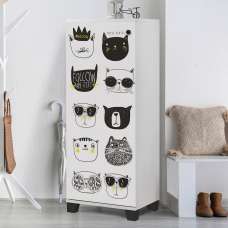 Filinta Wooden Kids Shoe Cabinet in White and Black - UK