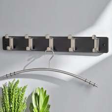 Fillmore Metal Wall Hung Coat Rack With 5 Hook In Black - UK