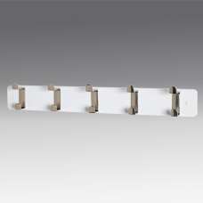 Fillmore Metal Wall Hung Coat Rack With 5 Hook In White - UK