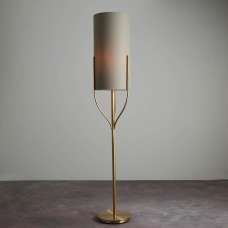 Findlay Fabric Cylinder Shade Floor Lamp In Brass - UK