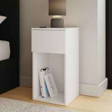 Finnegan Wooden Bedside Cabinet with 1 Drawer in White - UK