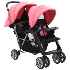 Firenze Steel Tandem Stroller - Pink And Black - UK
