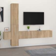 Firuz Wooden Living Room Furniture Set In Sonoma Oak - UK