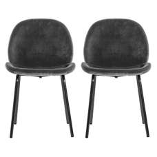 Flanaven Dark Grey Velvet Dining Chairs In A Pair - UK