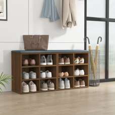 Fleta Shoe Storage Bench With 12 Shelves In Brown Oak - UK