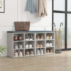 Fleta Shoe Storage Bench With 12 Shelves In Concrete Effect - UK