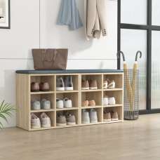 Fleta Shoe Storage Bench With 12 Shelves In Sonoma Oak - UK