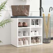 Fleta Shoe Storage Bench With 6 Shelves In White - UK