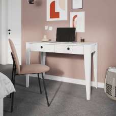 Fletcher Wooden Laptop Desk With 2 Drawers In White - UK
