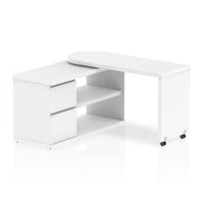 Fleur Wooden Rotating Storage Computer Desk In White - UK
