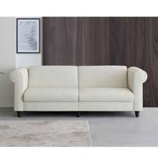 Flex Corduroy Fabric 3 Seater Sofa Bed In Cream - UK