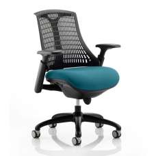 Flex Task Black Back Office Chair With Maringa Teal Seat - UK