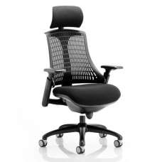 Flex Task Headrest Office Chair In Black Frame With Black Back - UK