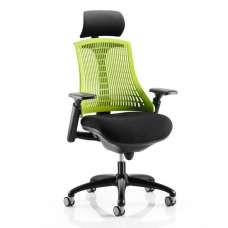 Flex Task Headrest Office Chair In Black Frame With Green Back - UK
