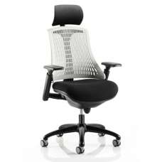 Flex Task Headrest Office Chair In Black Frame With White Back - UK