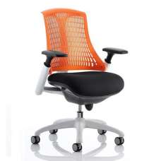 Flex Task Office Chair In White Frame With Orange Back - UK