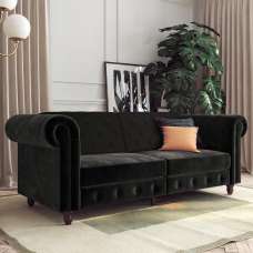 Flex Velvet Sofa Bed With Wooden Legs In Black - UK