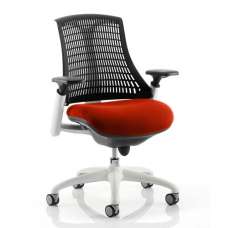 Flex Task White Frame Black Back Office Chair In Tabasco Red - UK