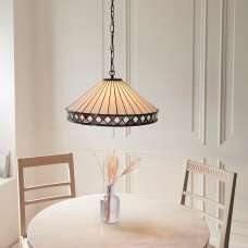 Flint Large Tiffany Glass Pendant Light In Multicolour - UK