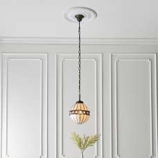 Flint Small Tiffany Glass Ceiling Pendant Light In Dark Bronze - UK